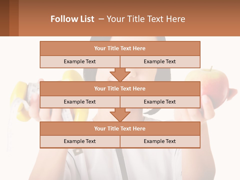 A Woman Holding An Apple And A Pair Of Dumbs PowerPoint Template