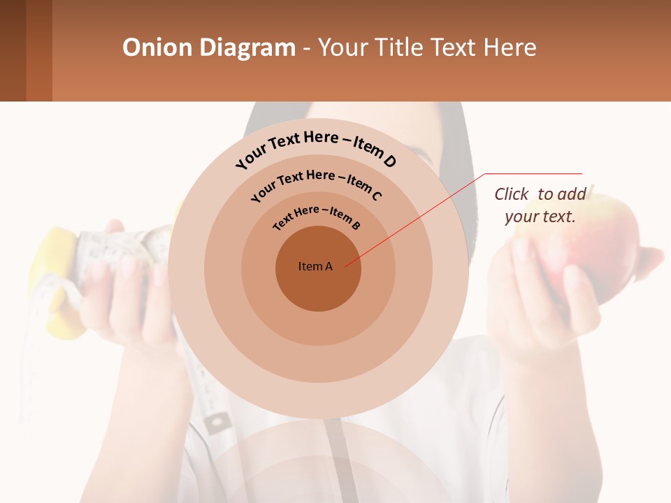 A Woman Holding An Apple And A Pair Of Dumbs PowerPoint Template