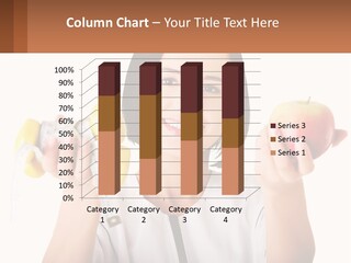 A Woman Holding An Apple And A Pair Of Dumbs PowerPoint Template