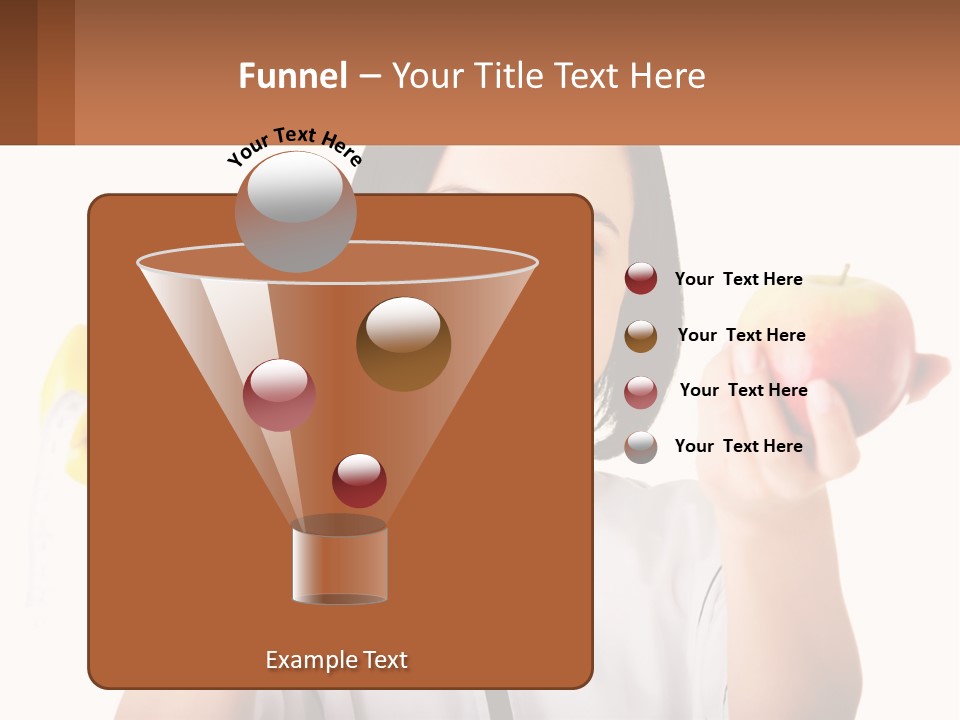 A Woman Holding An Apple And A Pair Of Dumbs PowerPoint Template