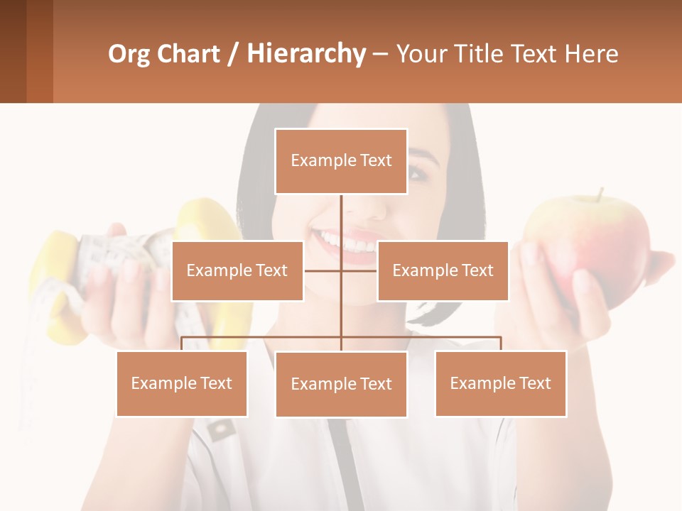 A Woman Holding An Apple And A Pair Of Dumbs PowerPoint Template