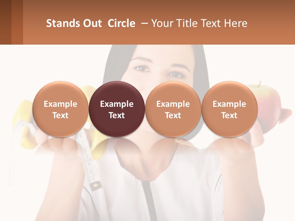 A Woman Holding An Apple And A Pair Of Dumbs PowerPoint Template