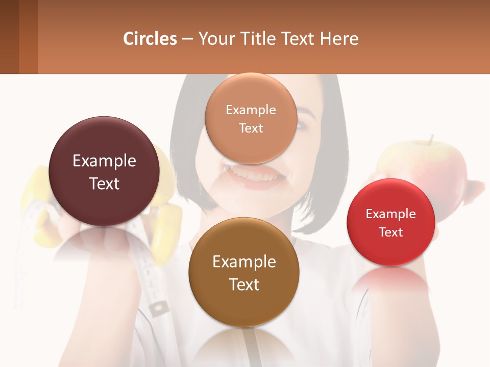 A Woman Holding An Apple And A Pair Of Dumbs PowerPoint Template