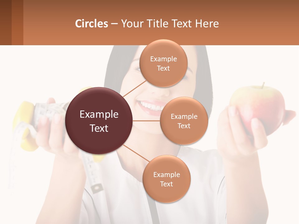 A Woman Holding An Apple And A Pair Of Dumbs PowerPoint Template