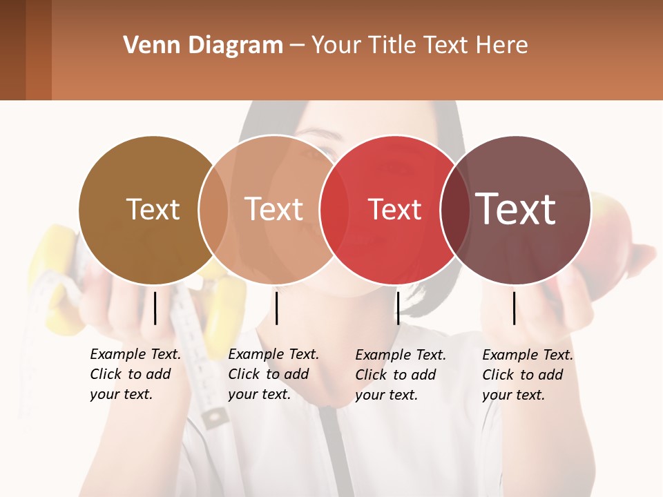 A Woman Holding An Apple And A Pair Of Dumbs PowerPoint Template