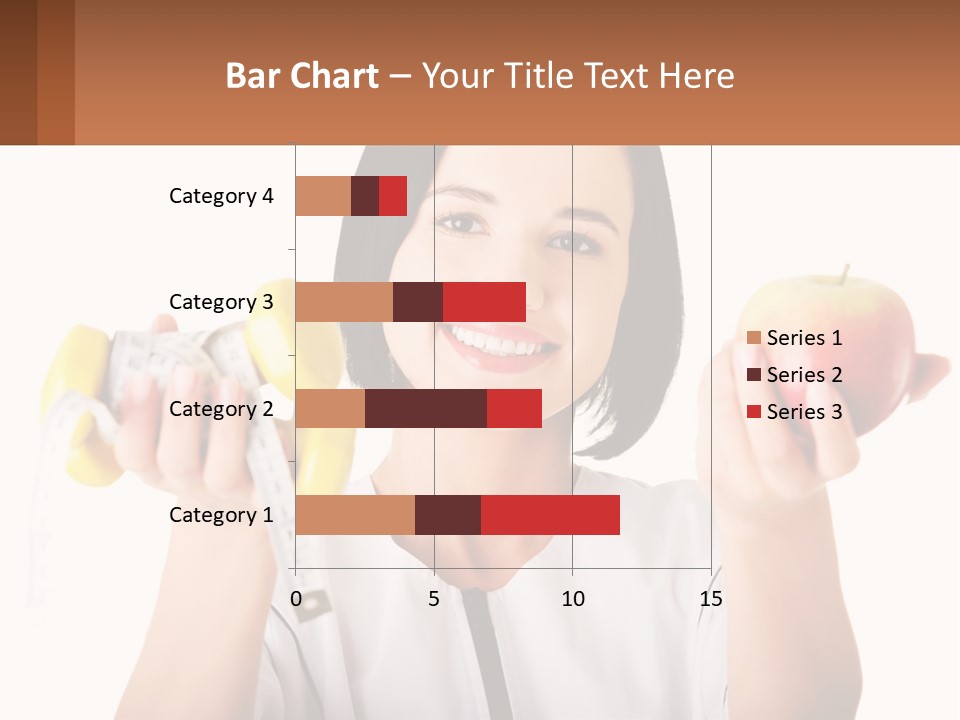 A Woman Holding An Apple And A Pair Of Dumbs PowerPoint Template