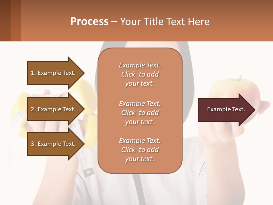 A Woman Holding An Apple And A Pair Of Dumbs PowerPoint Template