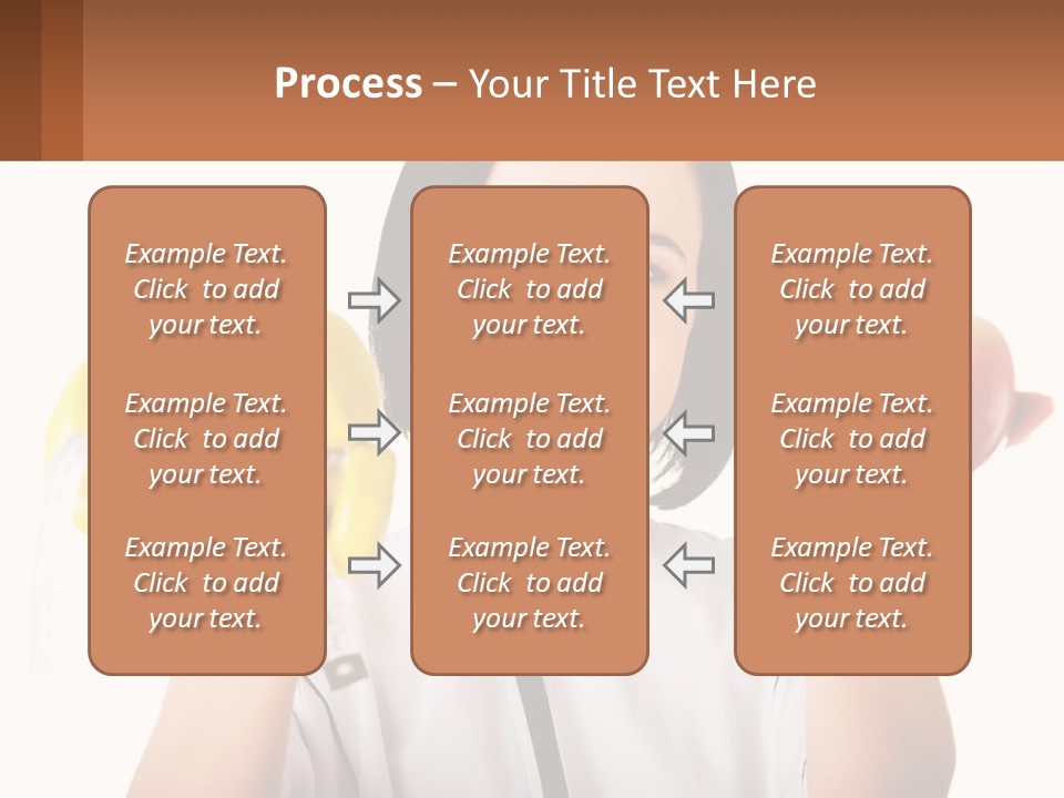 A Woman Holding An Apple And A Pair Of Dumbs PowerPoint Template