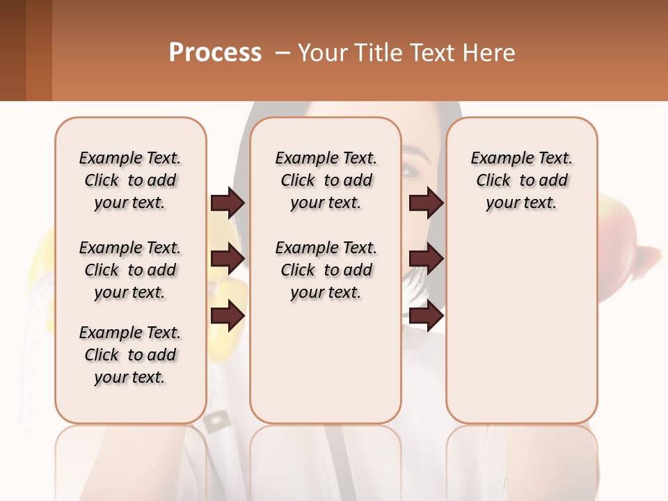 A Woman Holding An Apple And A Pair Of Dumbs PowerPoint Template