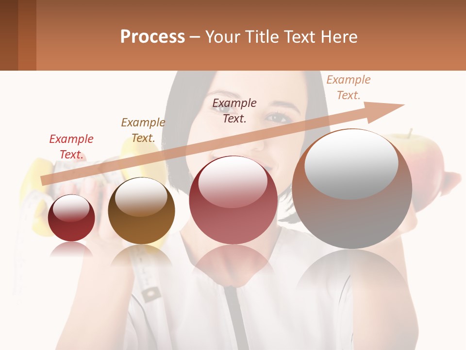 A Woman Holding An Apple And A Pair Of Dumbs PowerPoint Template