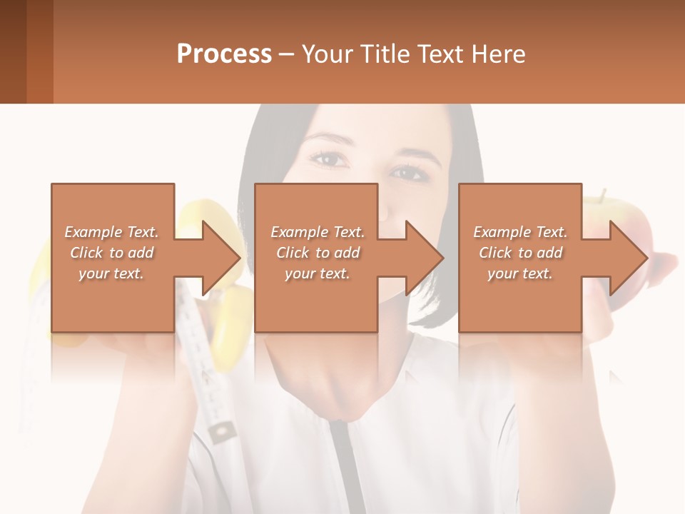 A Woman Holding An Apple And A Pair Of Dumbs PowerPoint Template