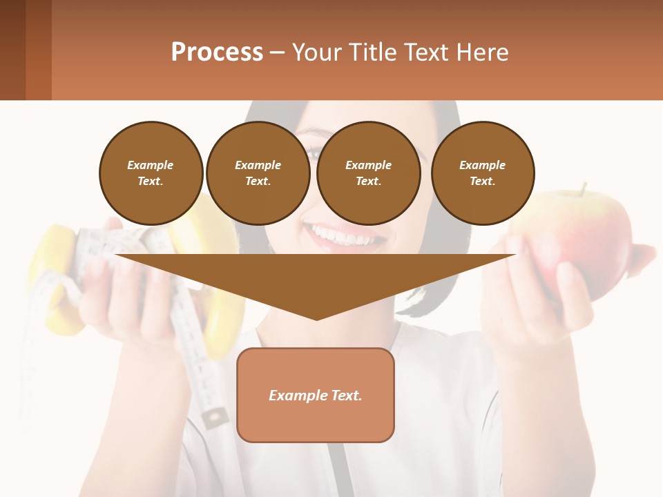 A Woman Holding An Apple And A Pair Of Dumbs PowerPoint Template