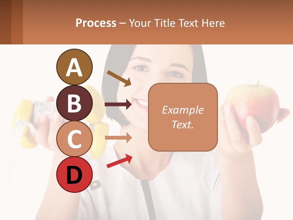 A Woman Holding An Apple And A Pair Of Dumbs PowerPoint Template