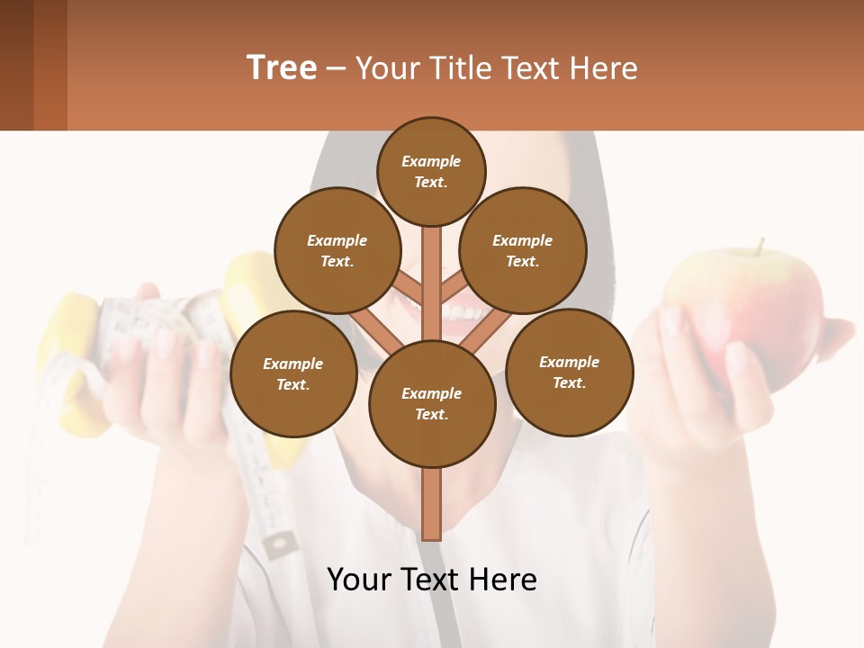 A Woman Holding An Apple And A Pair Of Dumbs PowerPoint Template