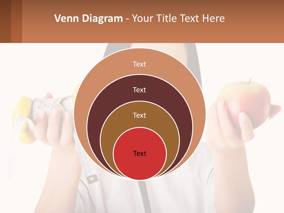 A Woman Holding An Apple And A Pair Of Dumbs PowerPoint Template