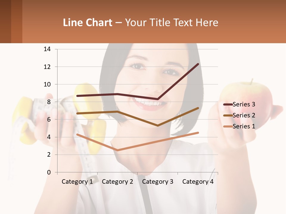 A Woman Holding An Apple And A Pair Of Dumbs PowerPoint Template