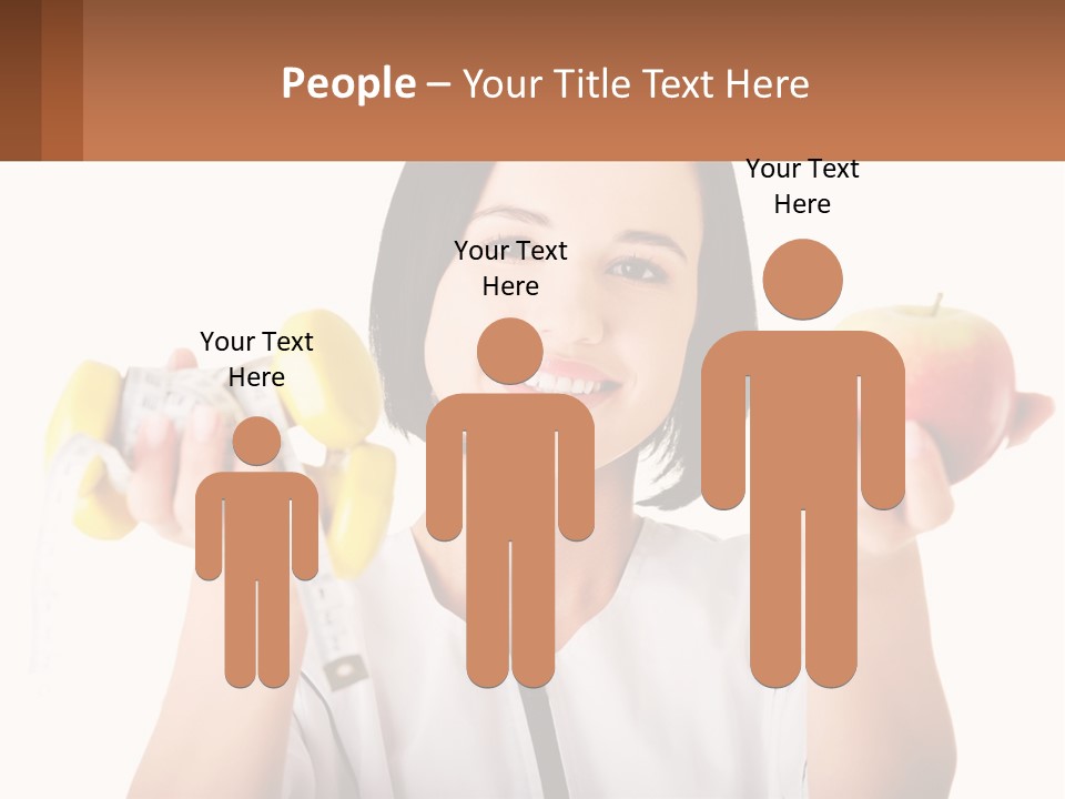 A Woman Holding An Apple And A Pair Of Dumbs PowerPoint Template