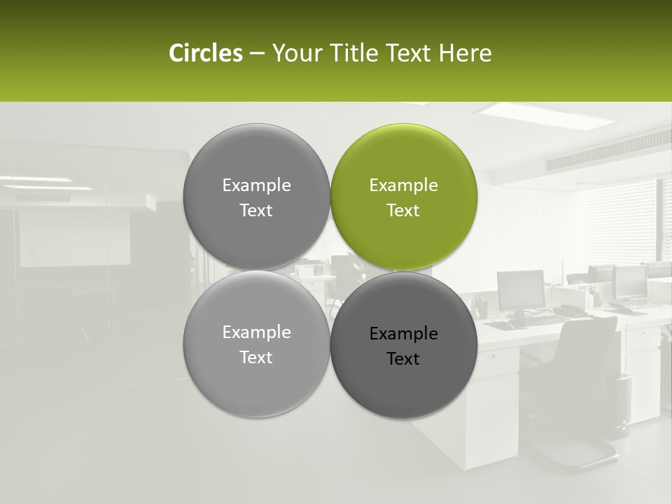 An Office With A Desk And Chairs And A Plant PowerPoint Template