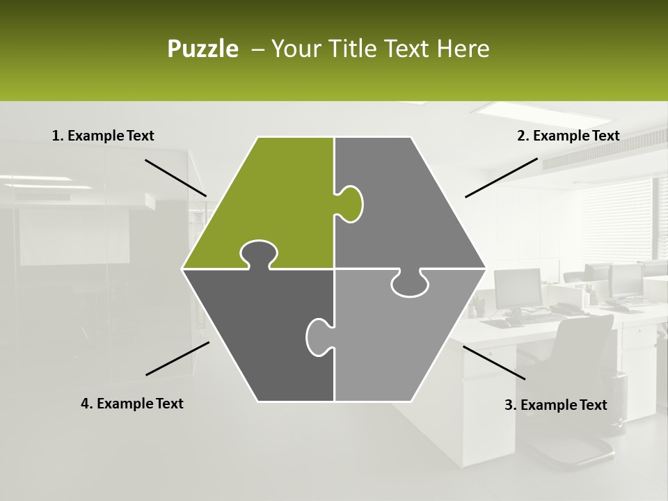 An Office With A Desk And Chairs And A Plant PowerPoint Template