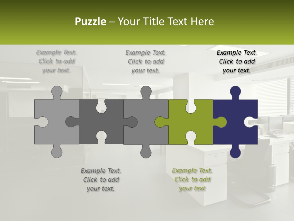 An Office With A Desk And Chairs And A Plant PowerPoint Template