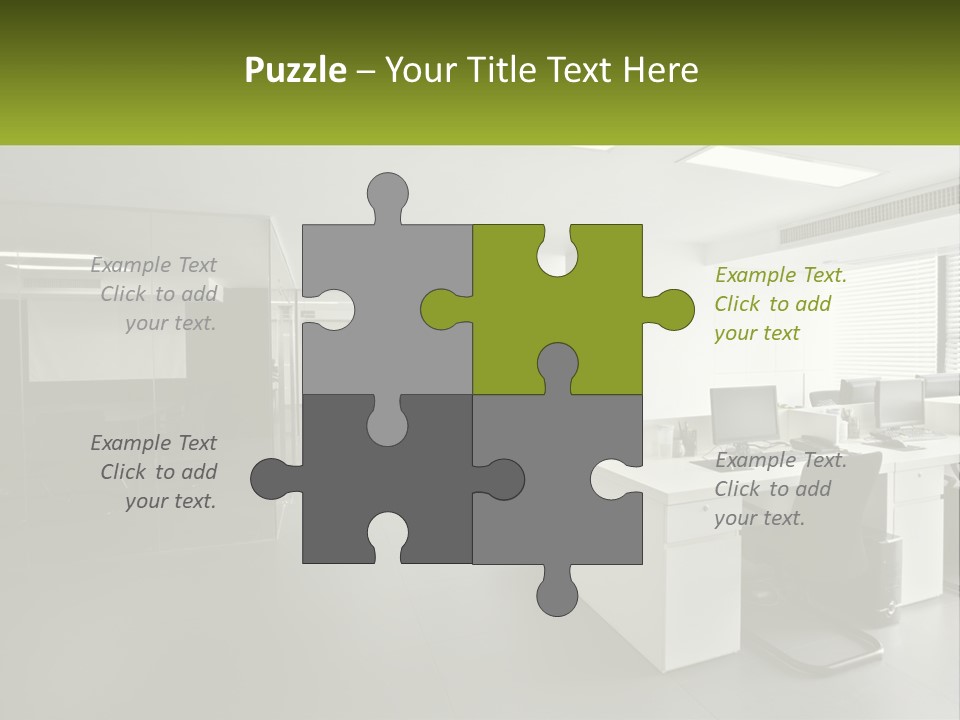 An Office With A Desk And Chairs And A Plant PowerPoint Template