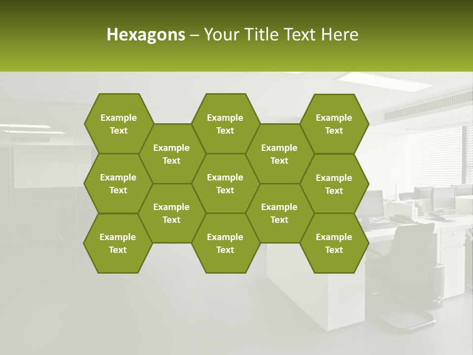 An Office With A Desk And Chairs And A Plant PowerPoint Template