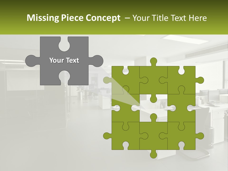 An Office With A Desk And Chairs And A Plant PowerPoint Template