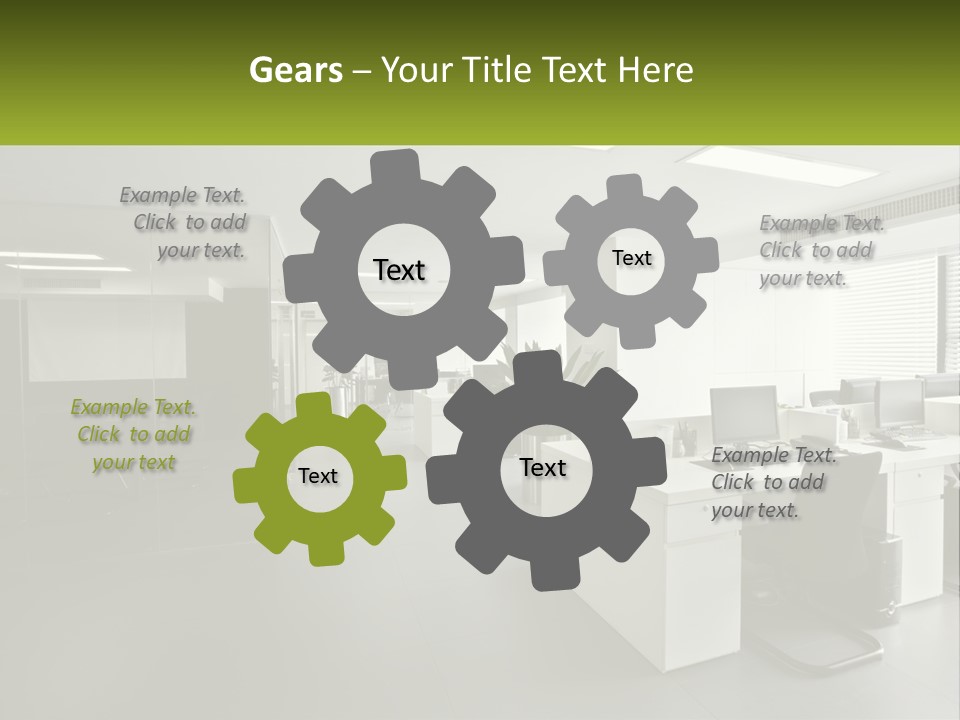 An Office With A Desk And Chairs And A Plant PowerPoint Template