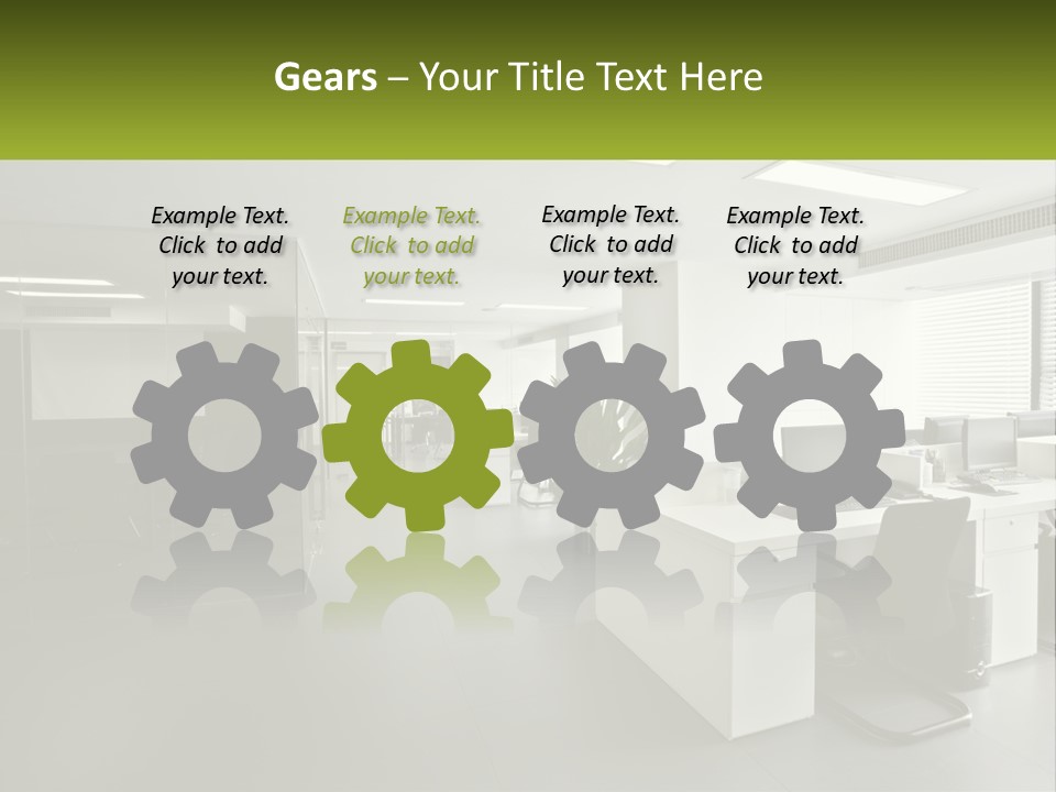 An Office With A Desk And Chairs And A Plant PowerPoint Template