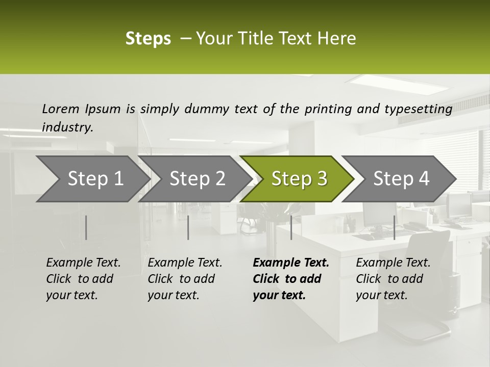 An Office With A Desk And Chairs And A Plant PowerPoint Template