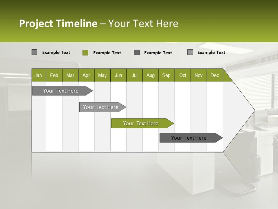 An Office With A Desk And Chairs And A Plant PowerPoint Template