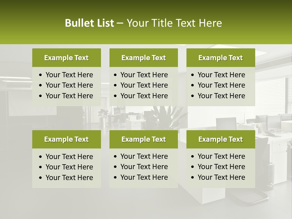 An Office With A Desk And Chairs And A Plant PowerPoint Template