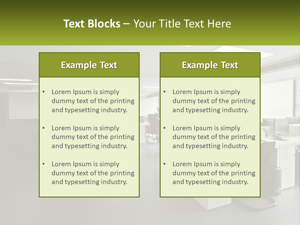An Office With A Desk And Chairs And A Plant PowerPoint Template