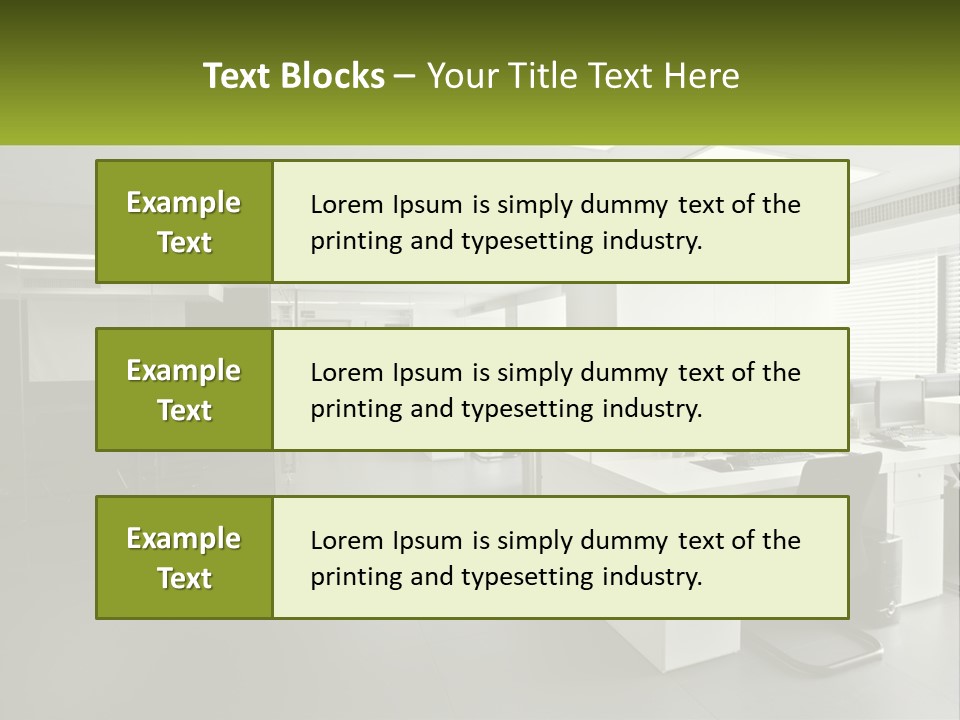 An Office With A Desk And Chairs And A Plant PowerPoint Template