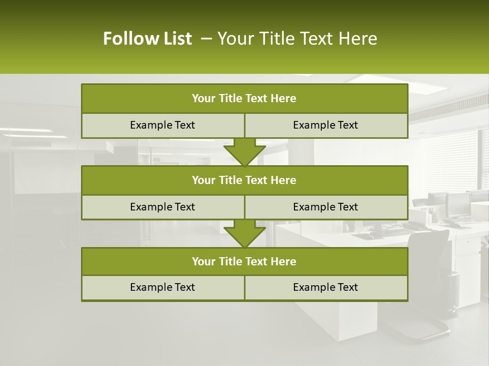 An Office With A Desk And Chairs And A Plant PowerPoint Template
