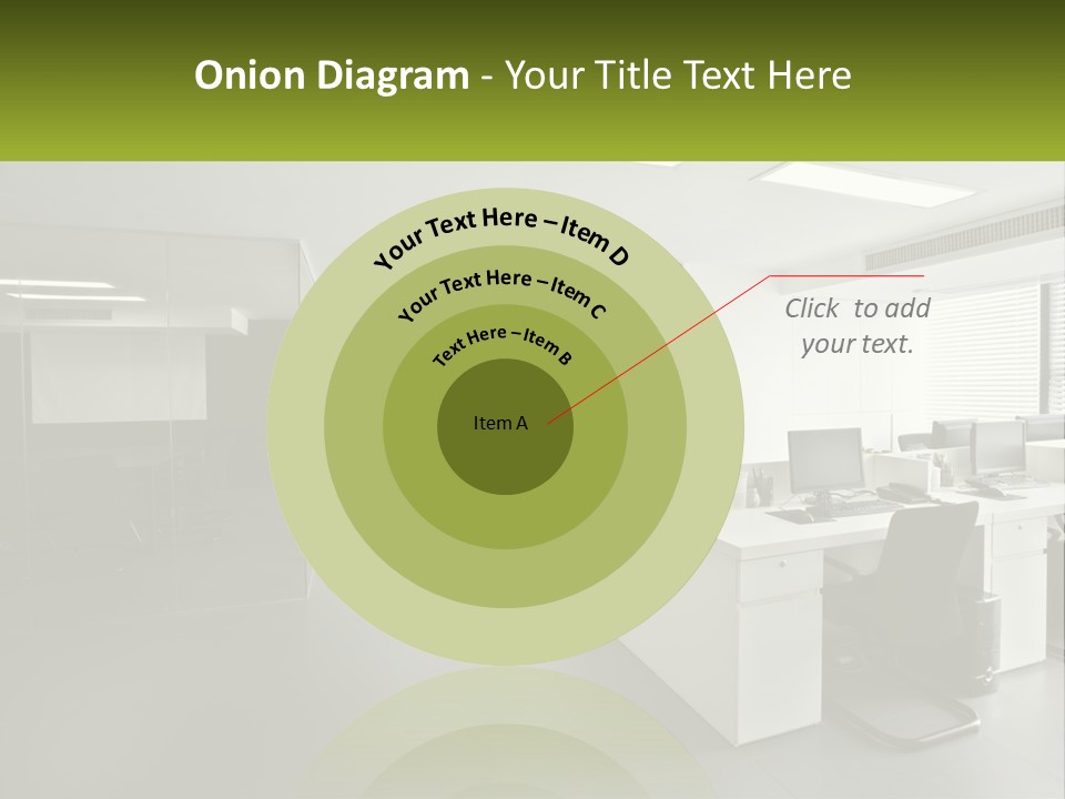 An Office With A Desk And Chairs And A Plant PowerPoint Template
