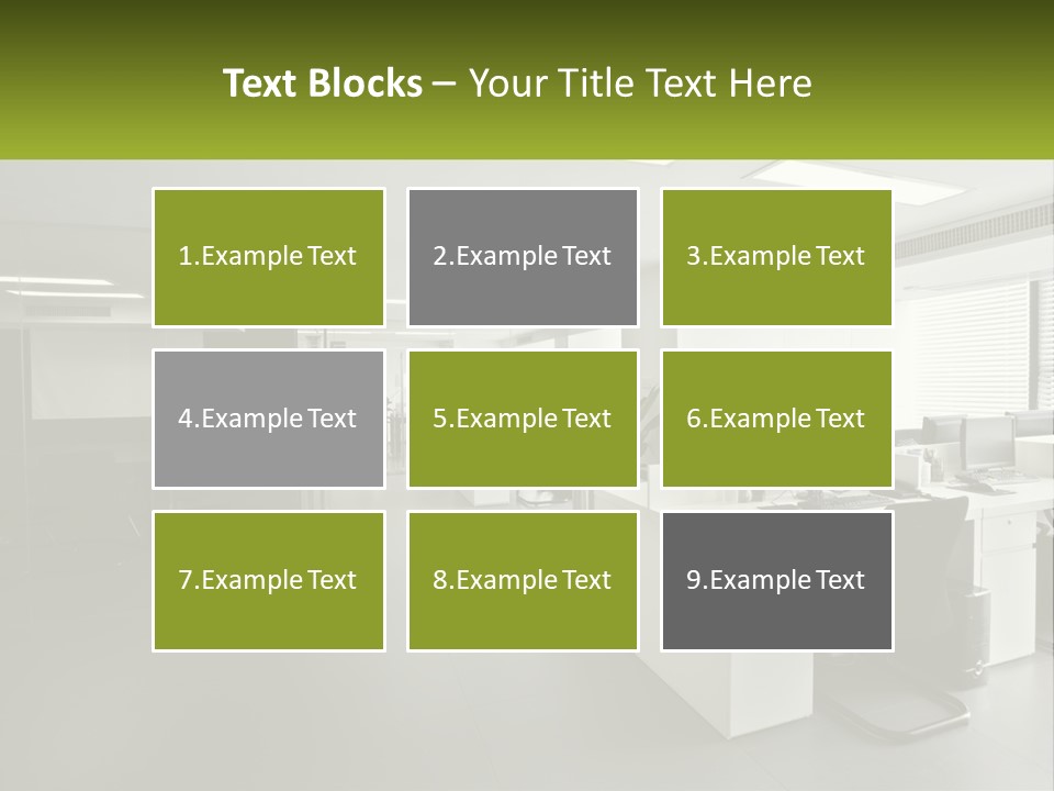 An Office With A Desk And Chairs And A Plant PowerPoint Template