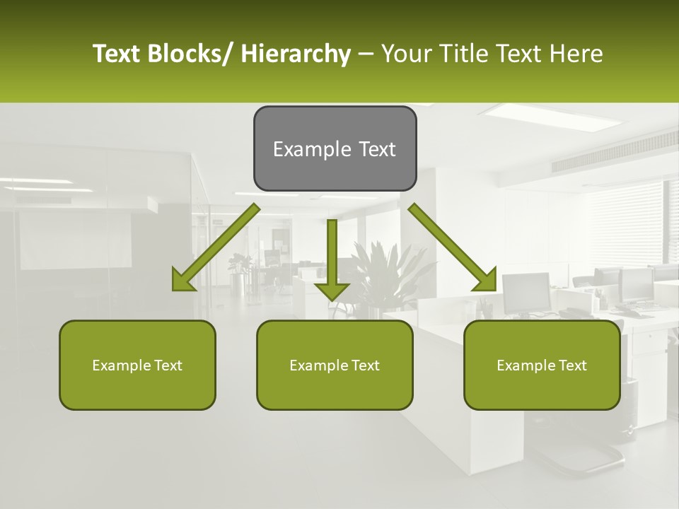 An Office With A Desk And Chairs And A Plant PowerPoint Template