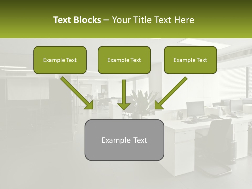 An Office With A Desk And Chairs And A Plant PowerPoint Template