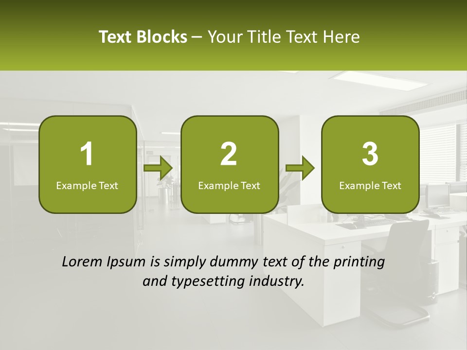 An Office With A Desk And Chairs And A Plant PowerPoint Template