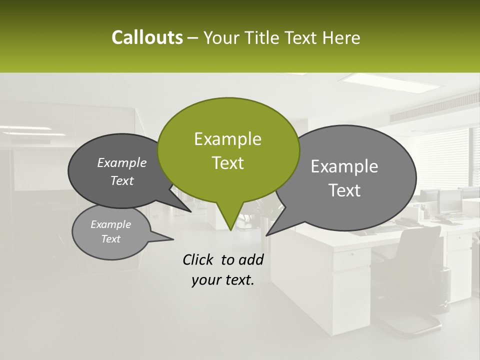 An Office With A Desk And Chairs And A Plant PowerPoint Template