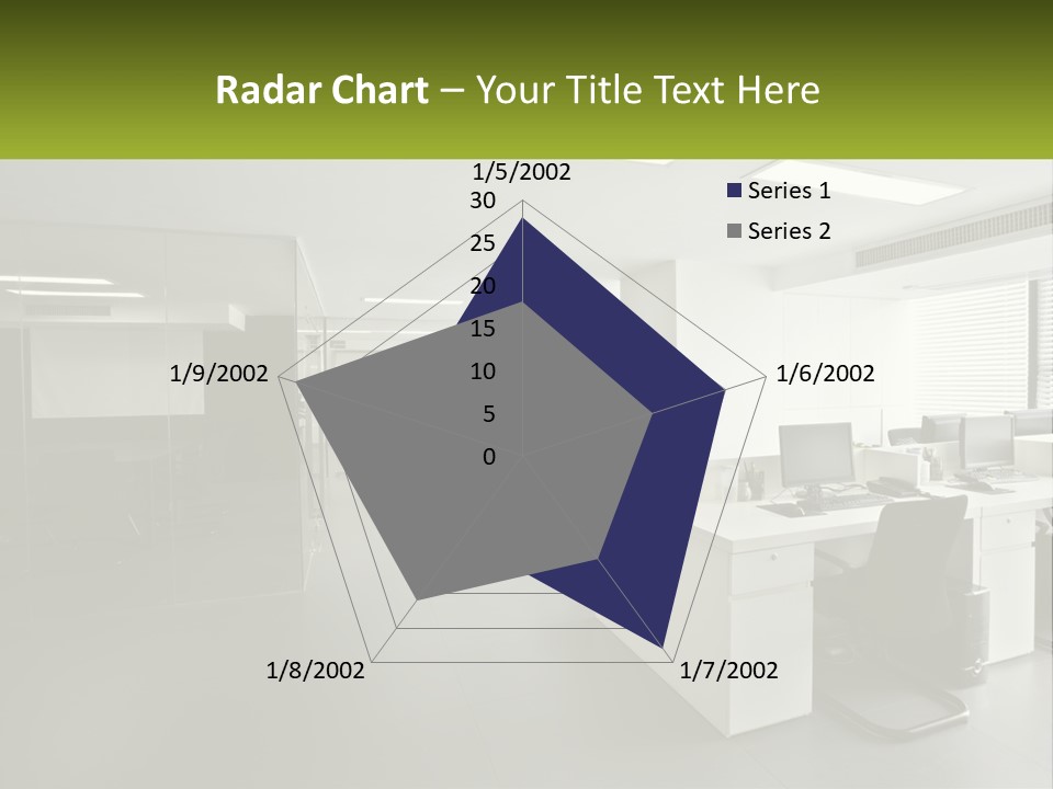 An Office With A Desk And Chairs And A Plant PowerPoint Template