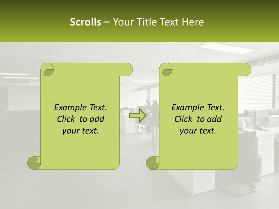 An Office With A Desk And Chairs And A Plant PowerPoint Template