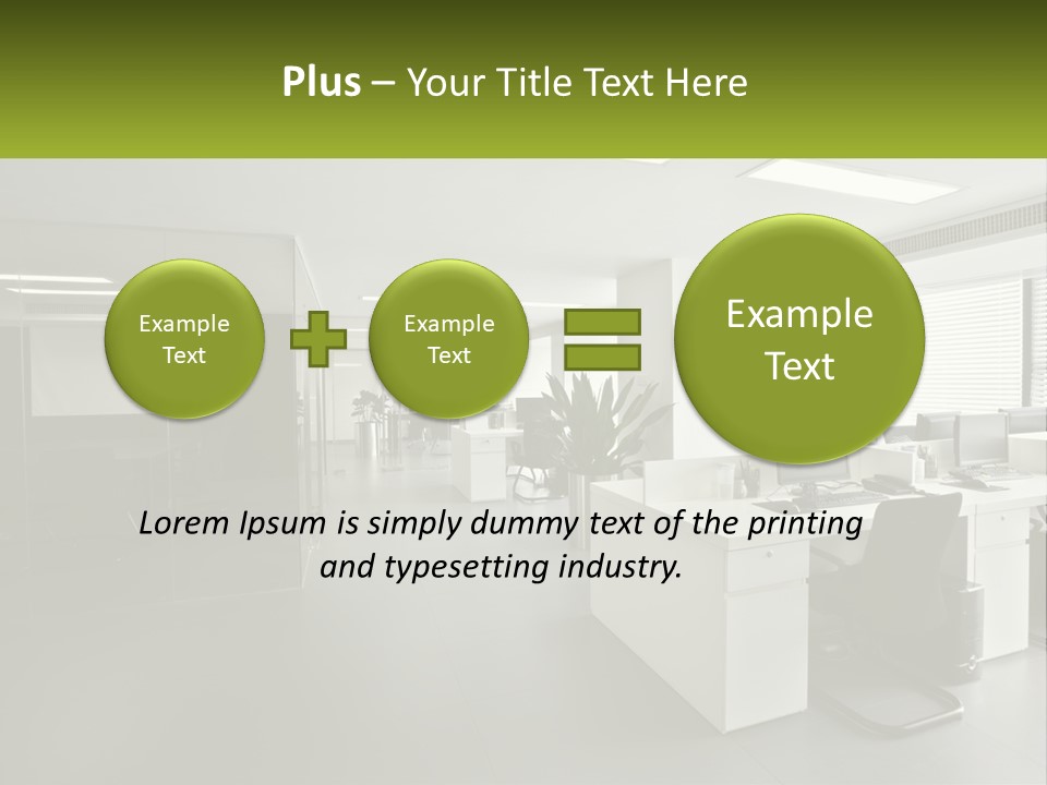 An Office With A Desk And Chairs And A Plant PowerPoint Template