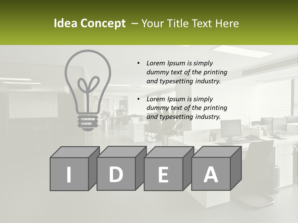 An Office With A Desk And Chairs And A Plant PowerPoint Template