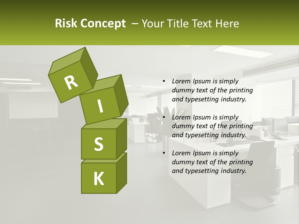 An Office With A Desk And Chairs And A Plant PowerPoint Template