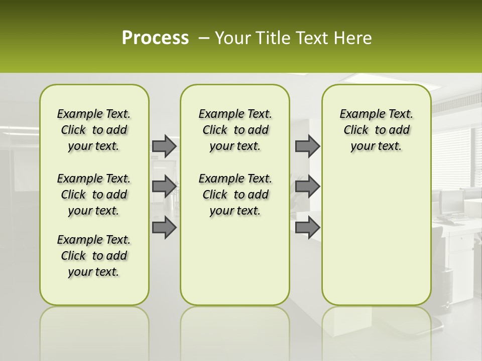 An Office With A Desk And Chairs And A Plant PowerPoint Template