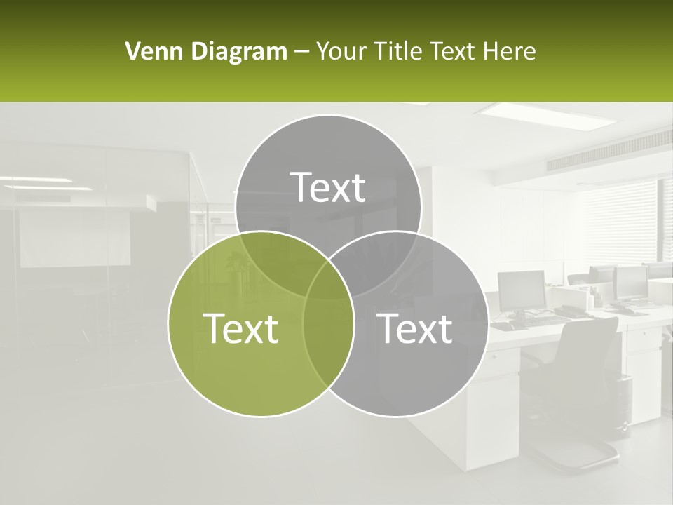 An Office With A Desk And Chairs And A Plant PowerPoint Template