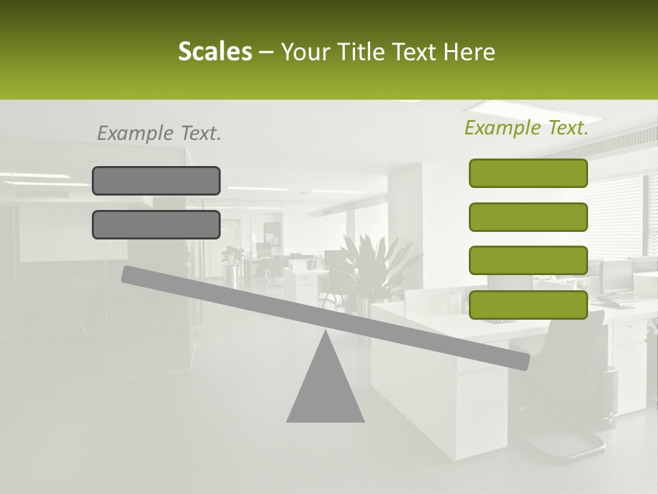 An Office With A Desk And Chairs And A Plant PowerPoint Template