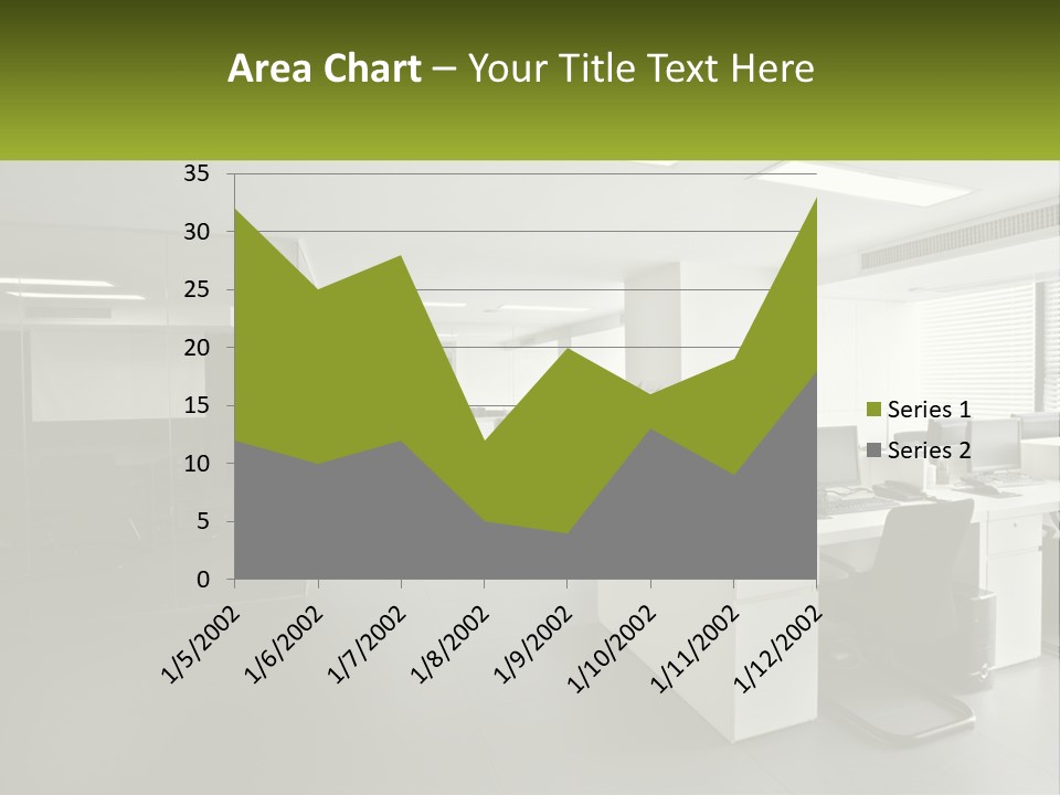An Office With A Desk And Chairs And A Plant PowerPoint Template